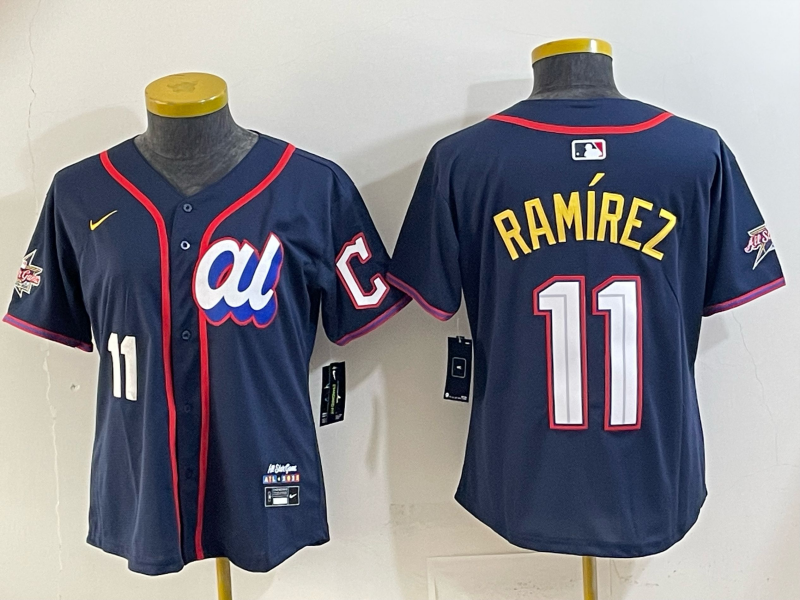 Youth Cleveland Indians #11 Ramirez Blue All star Nike 2025 MLB Jersey 032
